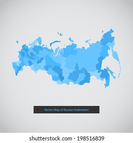 Russia map. Vector background illustration of Russian federation.