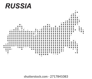 Vector de mapas de Rusia, Eurasia Patrón de puntos de Country Formas en blanco y negro, Rusia Plantilla de infografía, EPS editable Rusia Geografía