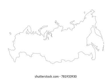 russia map vector line illustration on white background