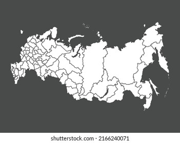 Russia map vector, white color, Isolated on gray background
