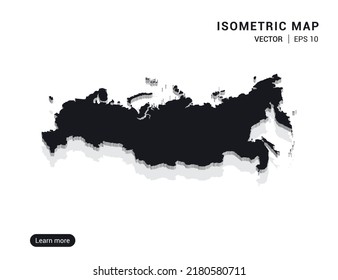 Russia Map White On Pink Background With 3d Isometric Vector Illustration