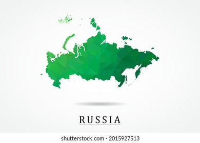 Russia Map - World Map International vector template, low polygon style with green color isolated on white background - Vector illustration eps 10