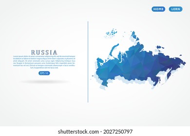 Russia map - World Map International vector template with polygon blue color gradient isolated on white background for education, website, banner - Vector illustration eps 10