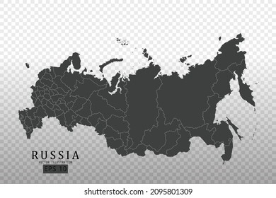 Russia Map - World Map International vector template with High detailed including black and grey outline color isolated on transparent background - Vector illustration eps 10