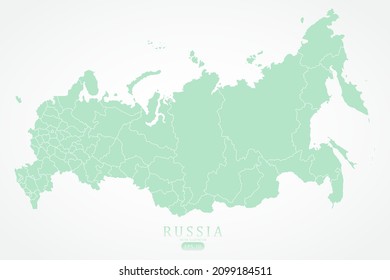 Russia Map - World Map International vector template with High detailed including green and white outline color isolated on white background - Vector illustration eps 10