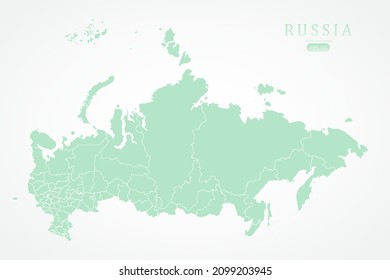 Russia Map - World Map International vector template with High detailed including green color and white outline isolated on white background - Vector illustration eps 10