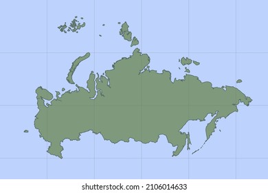 Russia Map - World map International vector template with green color on blue background and grid design for design, education, website, infographic, banner - Vector illustration eps 10