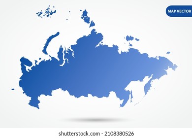 Russia Map - World Map International vector template with Blue gradient color isolated on white background for design, education, website, infographic - Vector illustration eps 10