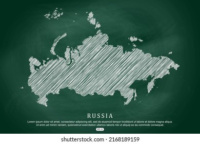 Russia Map - World Map International vector template with white outline graphic sketch and old school style  isolated on Green Chalkboard background - Vector illustration eps 10