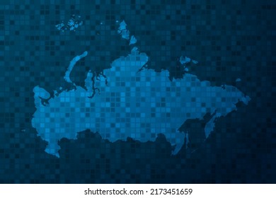 Russia Map - World Map international vector template with technology style isolated on blue pixel background for education, design, website, infographic - Vector illustration eps 10