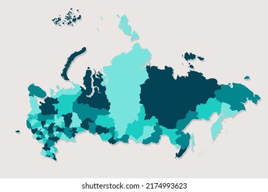 Russia Map - World Map International vector template with High detailed including blue and green outline color isolated on white background - Vector illustration eps 10