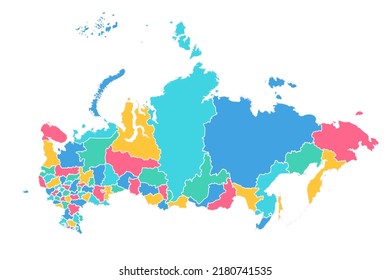 Russia Map - World Map International vector template with High detailed including blue, green, pink, and yellow outline color isolated on white background - Vector illustration eps 10