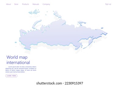 Russia Map - World map International vector template with isometric style including shadow, purple and blue color isolated on white background for design, website - Vector illustration eps 10