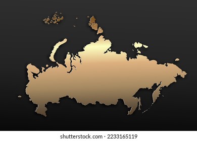 Mapa de Rusia - Mapa mundial Planilla vectorial internacional con 3D, estilo de lujo dorado que incluye sombra sobre el fondo negro para diseño, educación, sitio web, infografía - Ilustración vectorial eps 10