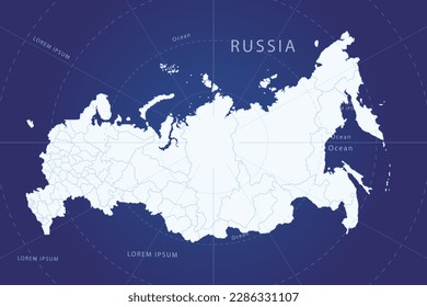 Russia Map - World Map International vector template with High detailed and white color including circle line on blue background for design, infographic, website - Vector illustration eps 10