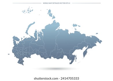 Russia Map - World Map International vector template with High detailed including grey and blue gradient color and white outline color isolated on white background - Vector illustration eps 10