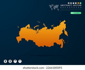 Russia map of Yellow and orange gradient on dark background vector.