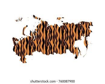 Russia map.Animal prints.