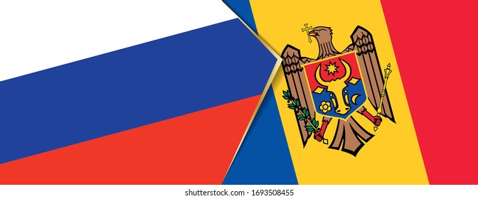 Russia and Moldova flags, two vector flags symbol of relationship or confrontation.