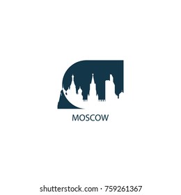 Russia Moscow city panorama view landscape flat modern color icon logo
