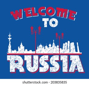 russia and moscow vector art
