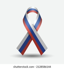 Russia Mourning Ribbon Flag. Russia Flag ribbon. Creative Ribbon with Russia Flag For Memorial and Independence Day.  