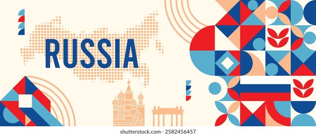 Russia National Day banner landscape background

