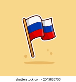 Russia National Flag Cartoon Vector Illustration. Good Used for Sticker, Logo, Icon, Clipart, Etc - EPS 10 Vector