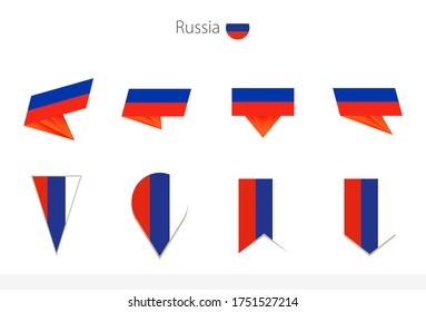 Russia national flag collection, eight versions of Russia vector flags. Vector illustration.