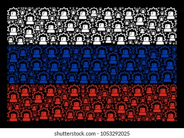 Russia National Flag composition composed of alarm pictograms. Vector alarm items are organized into geometric Russian flag collage.