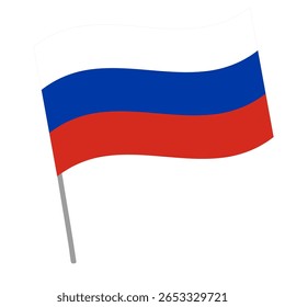 Russia national flag flutters with flagpole
