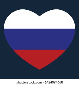 russia national flag heart vector and symbol 