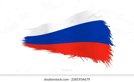 Russia National Flag with Textured Brush Strokes. Artistic Brush Stroke Design.