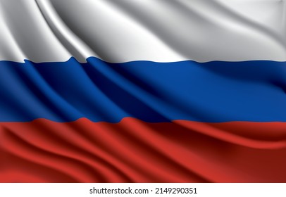 Russia national flag waving realistic vector illustration