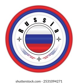 Arte vectorial de la insignia del orgullo nacional de Rusia. emblema circular con Colores de la bandera de Rusia blanco, azul y rojo. Simbolizando la identidad nacional rusa. EPS de Vector editable disponible