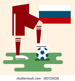 Russia, national soccer uniform and flag, flat design