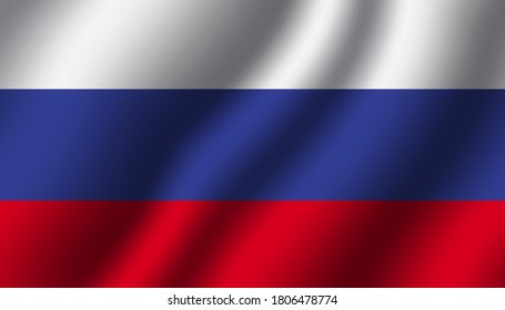 russia national wavy flag vector illustration. textile fabric close up mode