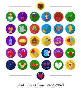 Russia, Nationality, attributes and other web icon in cartoon style. Forgive, love, passion, icons in set collection.