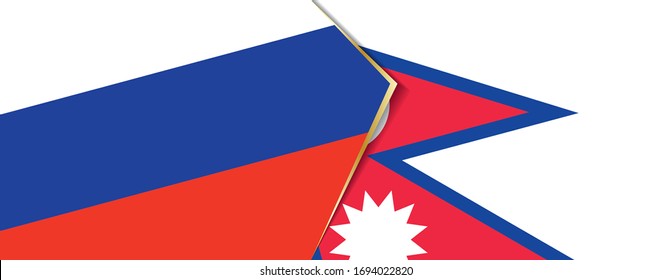 Russia and Nepal flags, two vector flags symbol of relationship or confrontation.