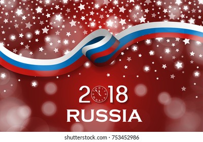 Russia New Year 2018 National greeting card luxury style flag ribbon concept. Vector Illustration