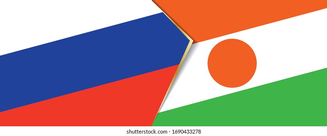 Russia and Niger flags, two vector flags symbol of relationship or confrontation.