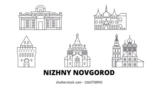 Russia, Nizhny Novgorod line travel skyline set. Russia, Nizhny Novgorod outline city vector illustration, symbol, travel sights, landmarks.