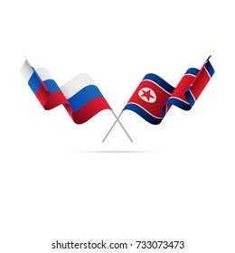 Russia and North Korea flags. Vector illustration.