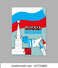 Russia notes. Russian Covers for notebooks. National book. Moscow Kremlin and Russian map