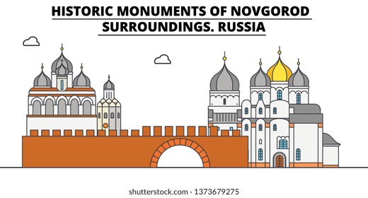 Russia , Novgorod ,  travel skyline vector illustration. 