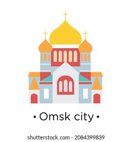 Russia, Omsk.  Flat design vector illustration concept