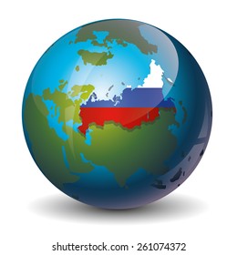 Russia on globe icon