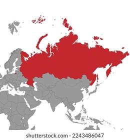 Russland auf Weltkarte.Vektorgrafik.