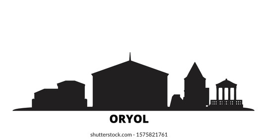 Russia, Oryol city skyline isolated vector illustration. Russia, Oryol travel black cityscape