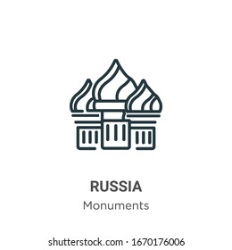 Russia outline vector icon. Thin line black russia icon, flat vector simple element illustration from editable monuments concept isolated stroke on white background